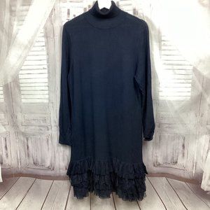 VENUS | Dresses | Venus Black Long Sleeve Ruffle Trim Sweater Dress Xl |  Poshmark